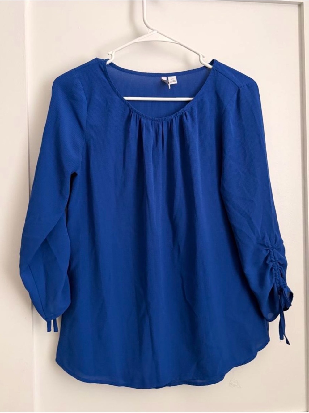 Womenβs Blue Long Sleeve Peasant Blouse - Elle